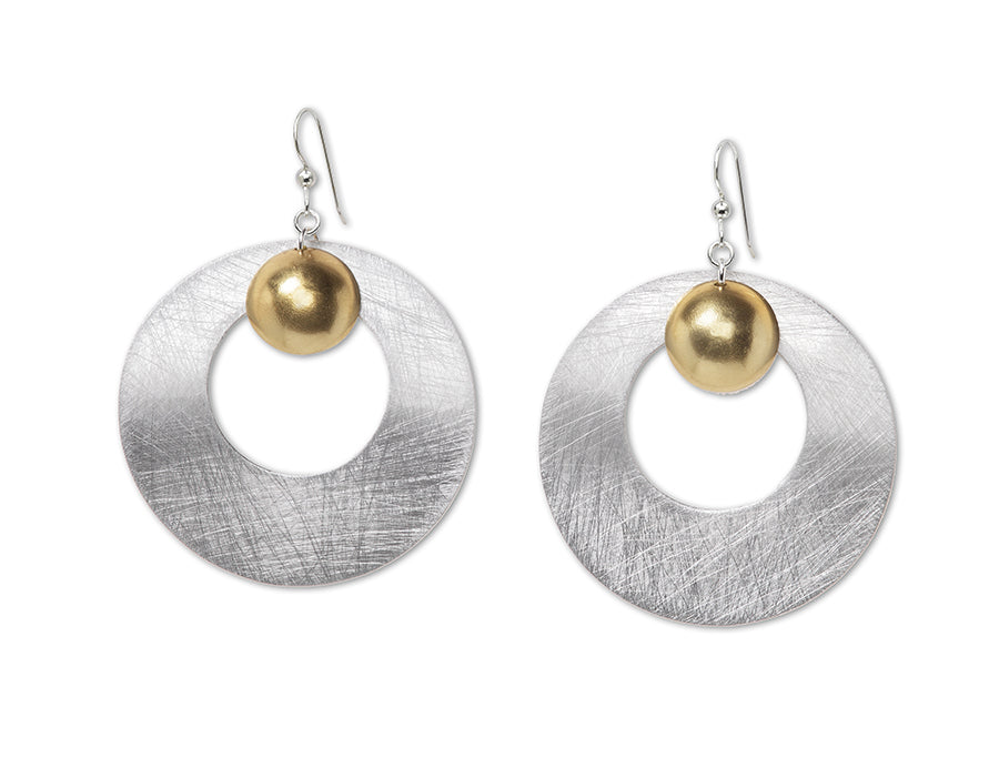 PETAL Round Disc Mixed Metal Metal Dangle Earrings