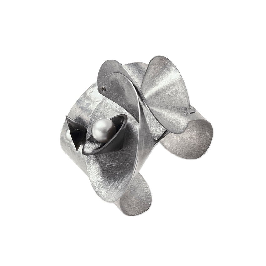 VOLUME Statement Art Piece Cuff from the SOUND Collection with Recycled Record Vinyl