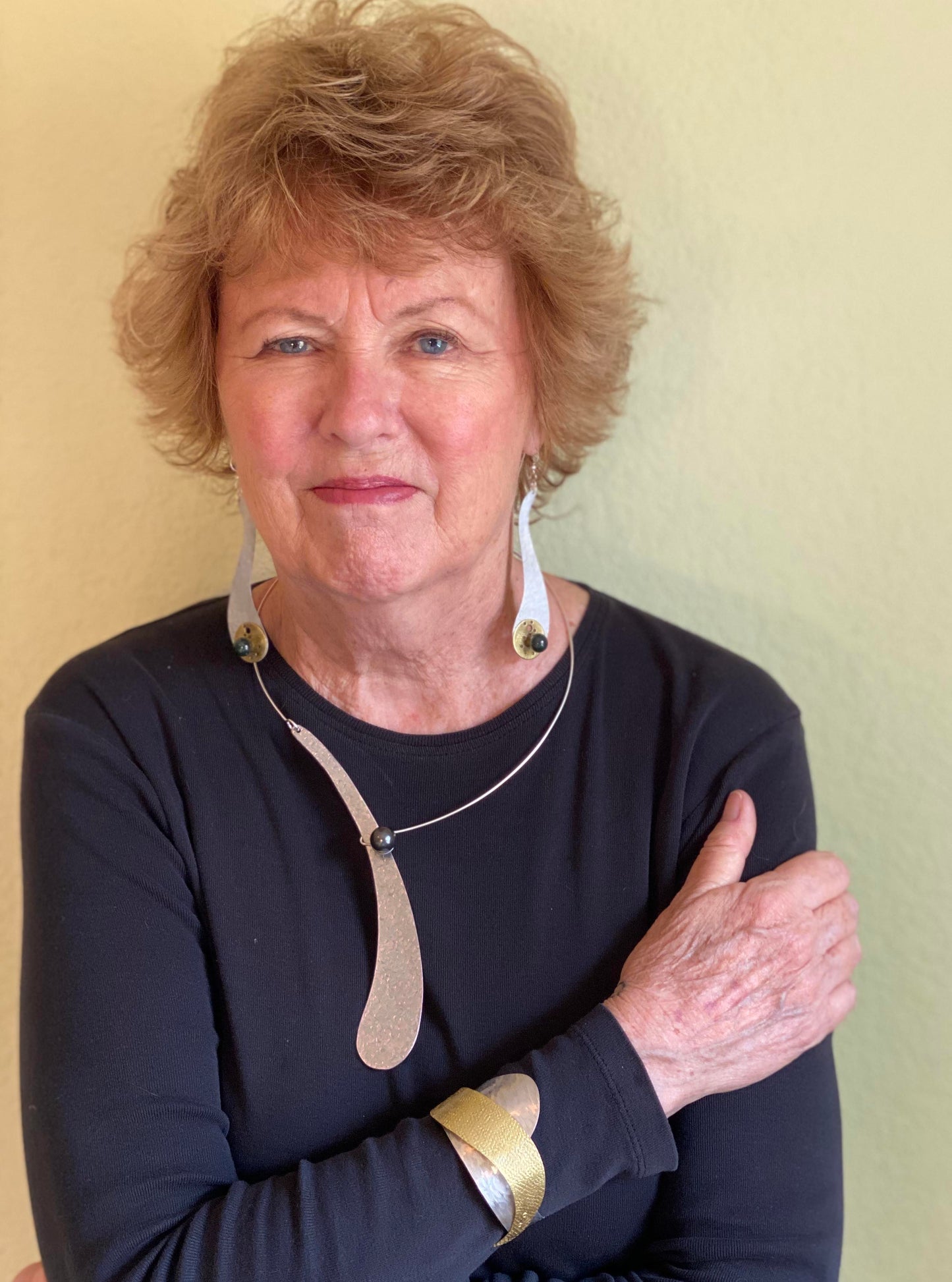 CASCADE -  Long Elegant Dangling Wave insipred earrings with simulated pearl from the WATER Collection