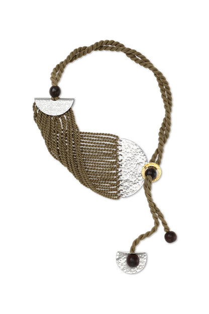 DOLORES Adjustable, Fold over, Thread and Wood Necklace