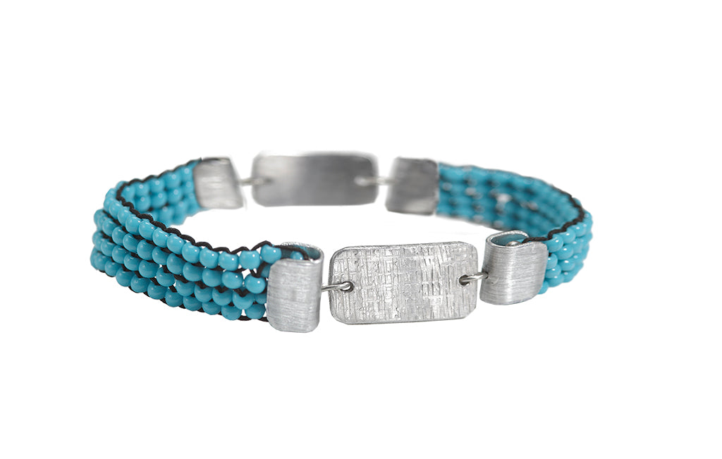 Beaded Brac 3/8" Turquoise bds w/2 piece Alu Rec