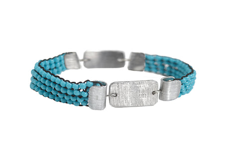 Beaded Brac 3/8" Turquoise bds w/2 piece Alu Rec