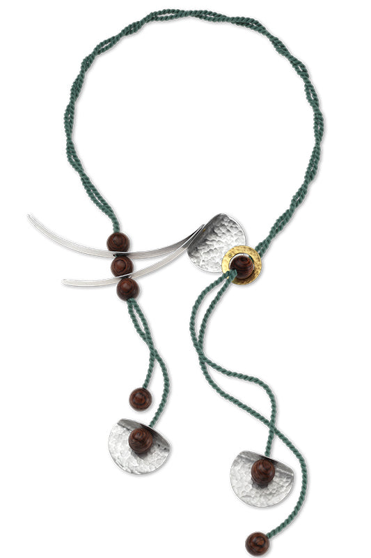 SOFIA Adjustable, Artistic Pattern Thread and Wood Necklace