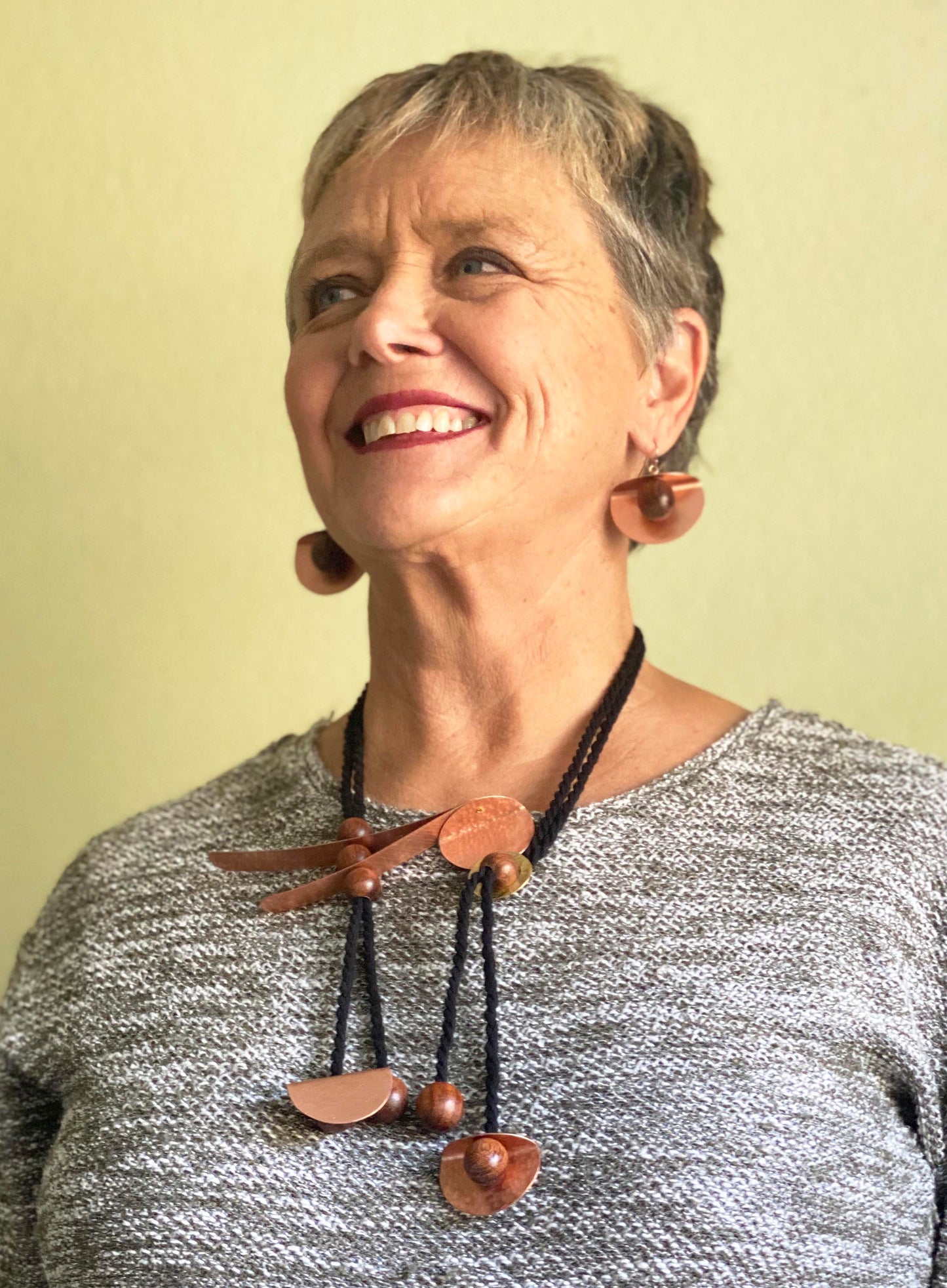 SOFIA Adjustable, Artistic Pattern Thread and Wood Necklace