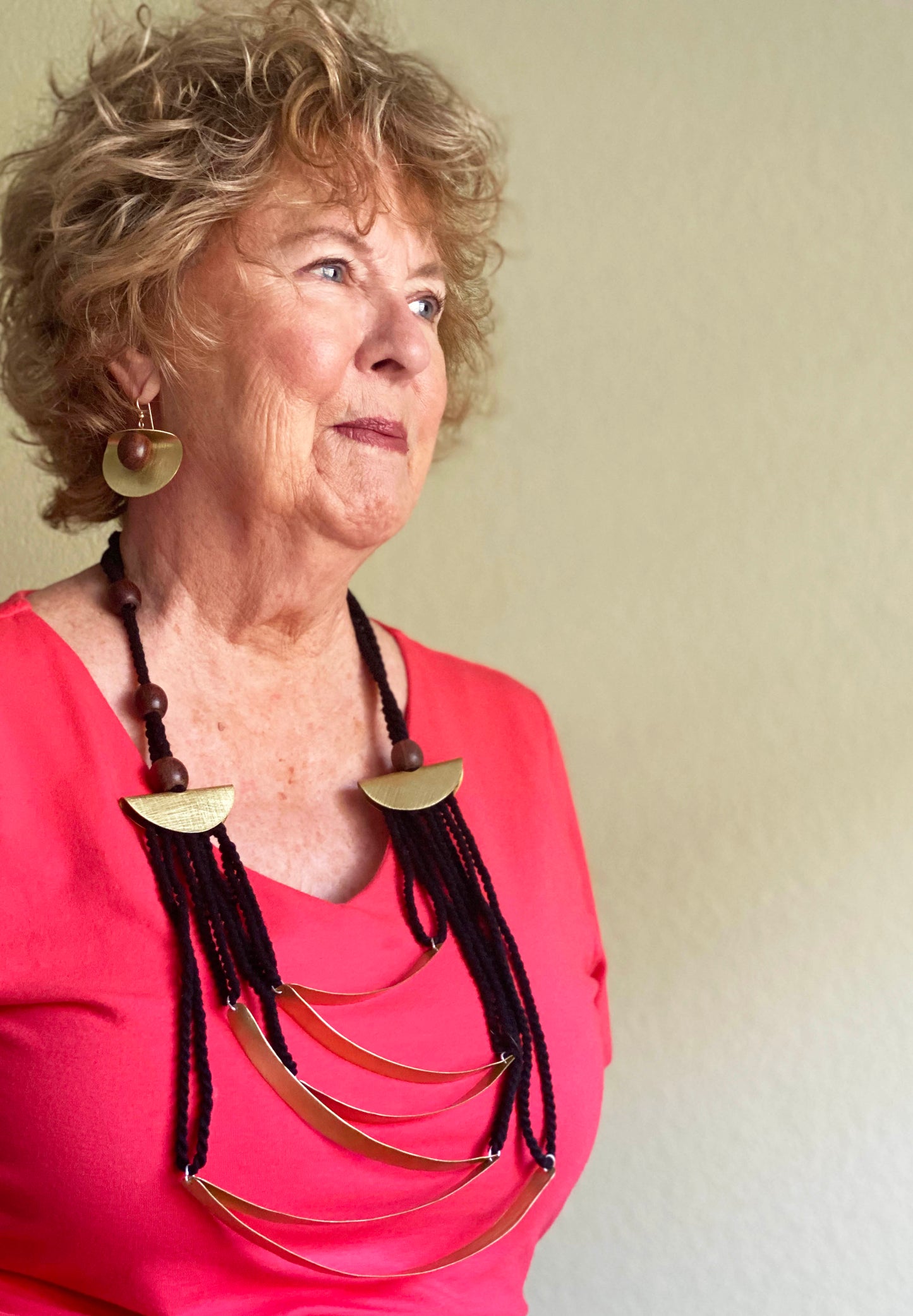 EDITA Folded Metal and Sustainably Harvested Wood Earrings