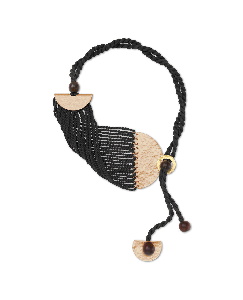 DOLORES Adjustable, Fold over, Thread and Wood Necklace