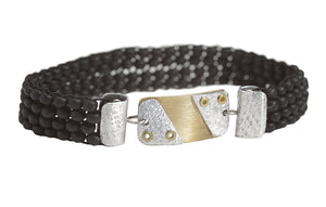 Beaded Brac 1/2" Bk bds w/Alu Triangles on Brs