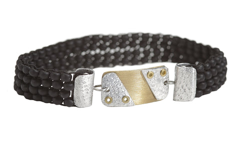 Beaded Brac 1/2" Bk bds w/Alu Triangles on Brs