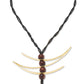 RUBIA Popular Long, Zig Zag, Over the Head, Organic Textile and Wood Necklace